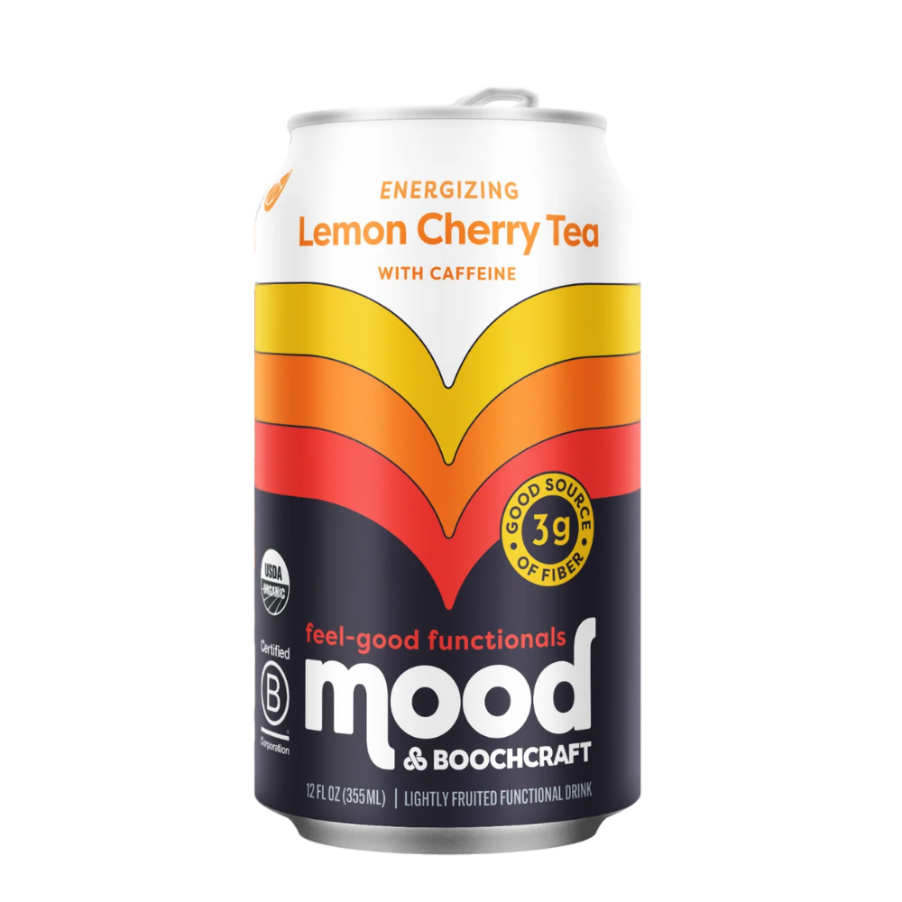 Mood Sparkling Energizing Lemon Cherry Tea | Natural Caffeine, Organic Functional Drink