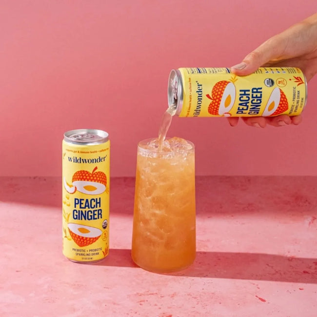 WildWonder Peach Ginger Sparkling Prebiotic + Probiotic Drink Main Image