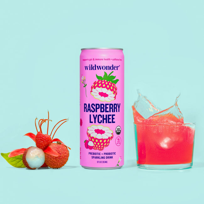 Wild Wonder Raspberry Lychee Sparkling Prebiotic + Probiotic Drink Main Image