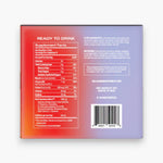 Kin Euphorics product packaging with supplement facts, ingredients list, and barcode on a gradient background.