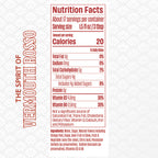 Nutrition facts for Free Spirits Vermouth Rosso showing 20 calories per serving, ingredients, and vitamin details.