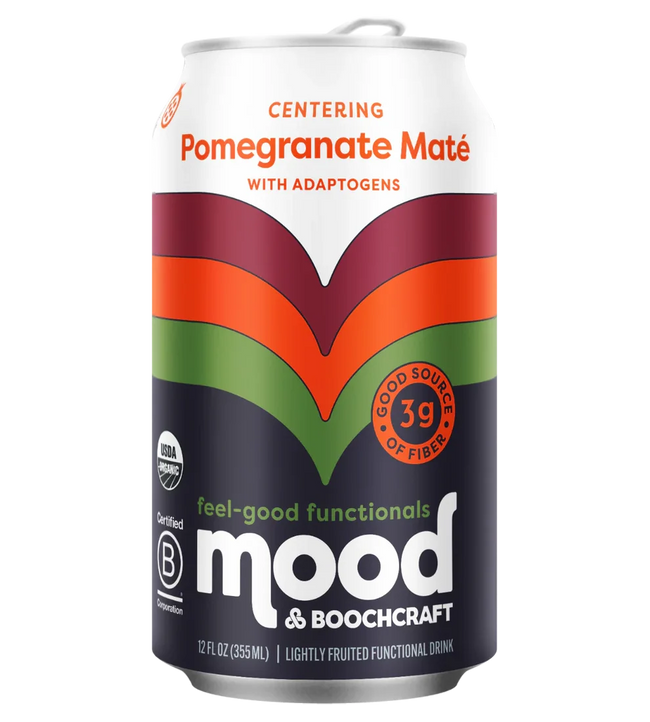 Mood Sparkling Pomegranate Maté Drink Functional Beverage with Prebiotics Hover Image