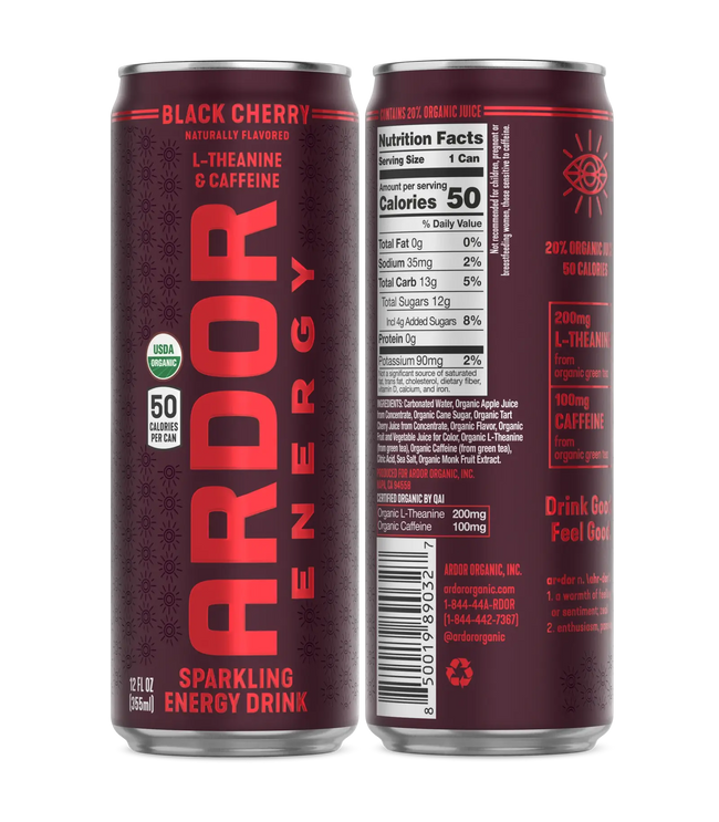 Ardor Energy Black Cherry Sparkling Energy Drink Hover Image