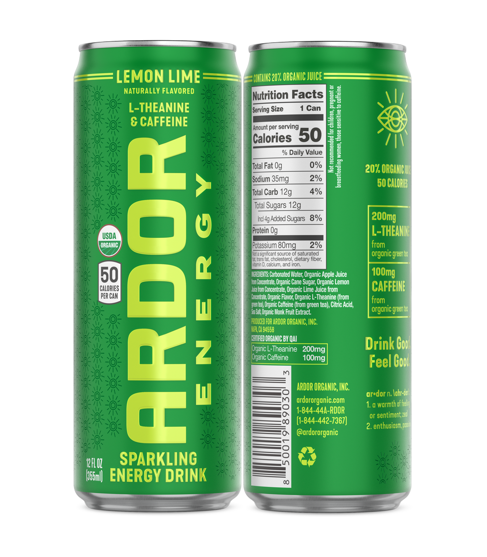 Ardor Lemon Lime Sparkling Energy Drink