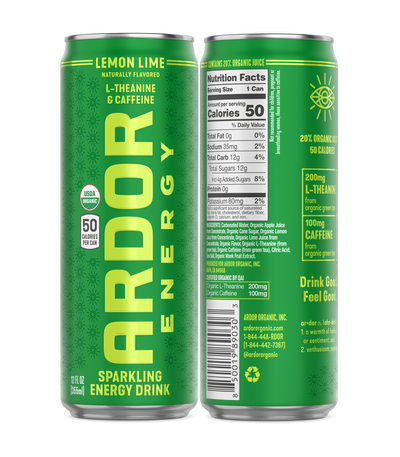 Ardor Lemon Lime Sparkling Energy Drink