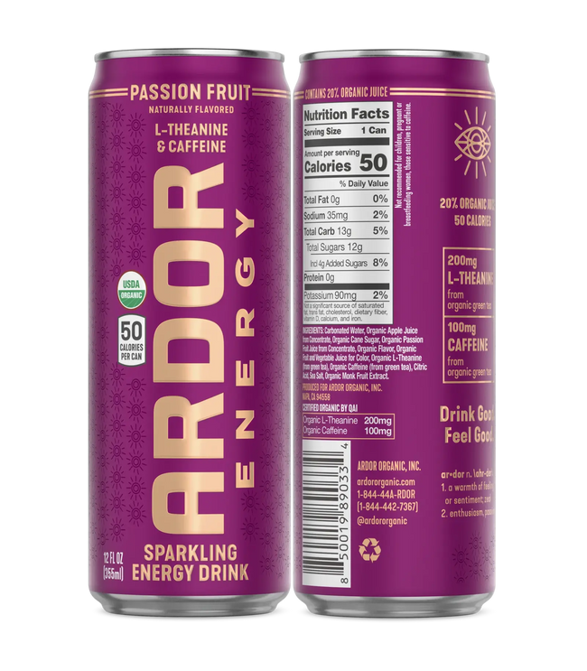 Ardor Passionfruit Sparkling Energy Drink Hover Image