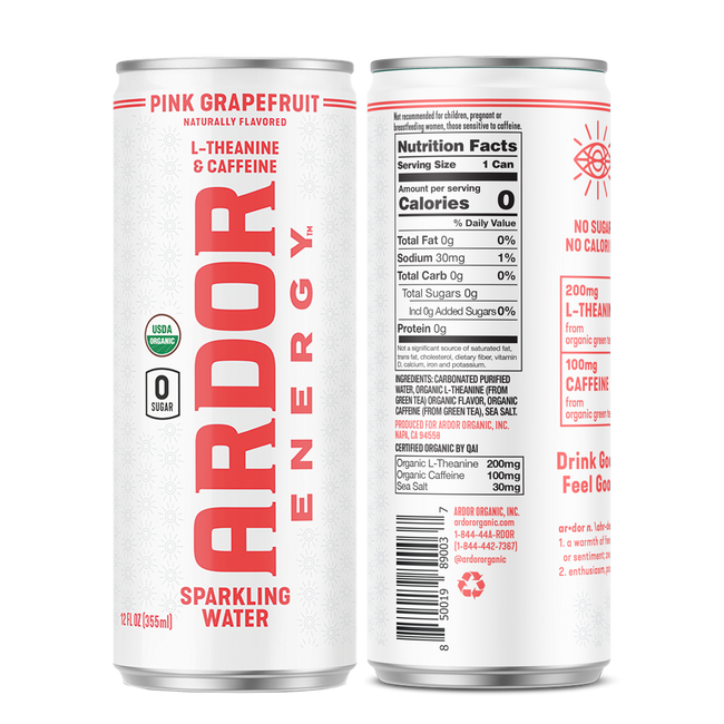 Ardor Pink Grapefruit Sparkling Energy Water Hover Image