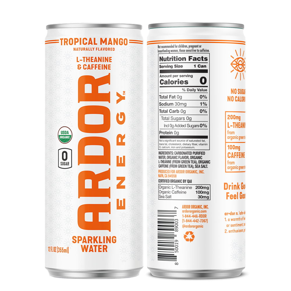 Ardor Tropical Mango Sparkling Energy Water