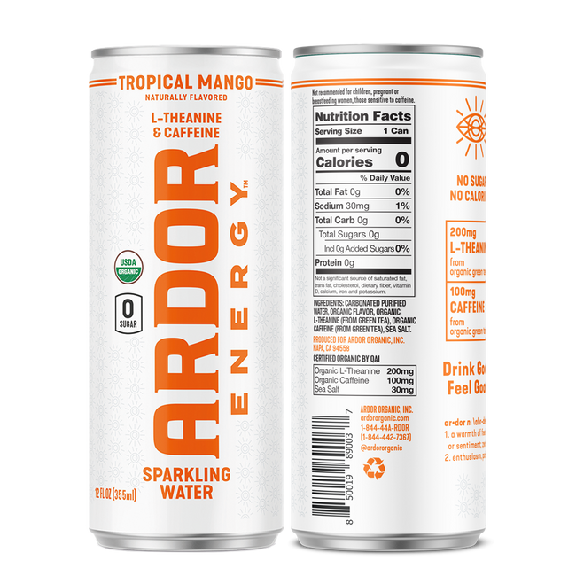 Ardor Tropical Mango Sparkling Energy Water Hover Image