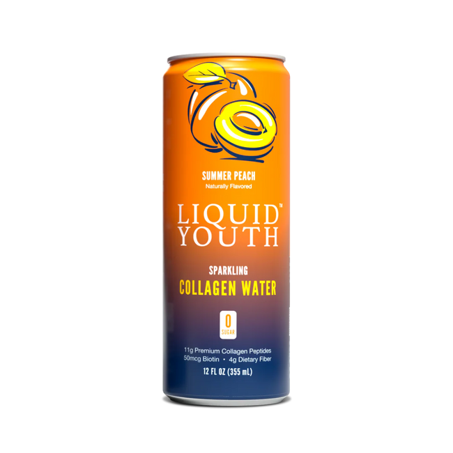 Liquid Youth Summer Peach Sparkling Collagen Water Hover Image