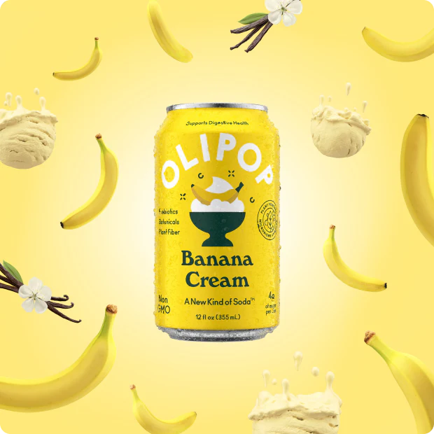 Olipop Banana Cream Sparkling Prebiotic Soda Main Image