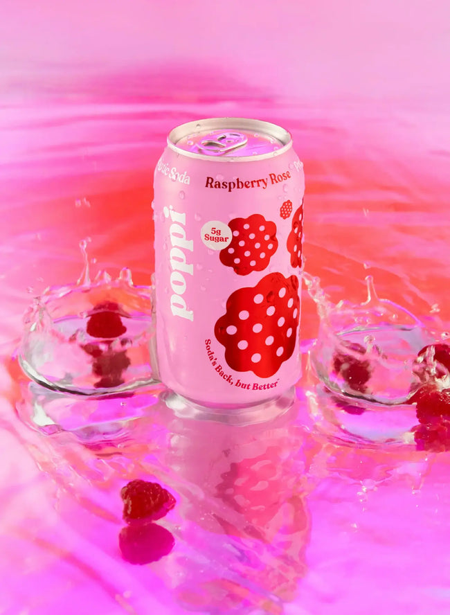 Poppi Raspberry Rose Prebiotic Sparkling Soda Main Image