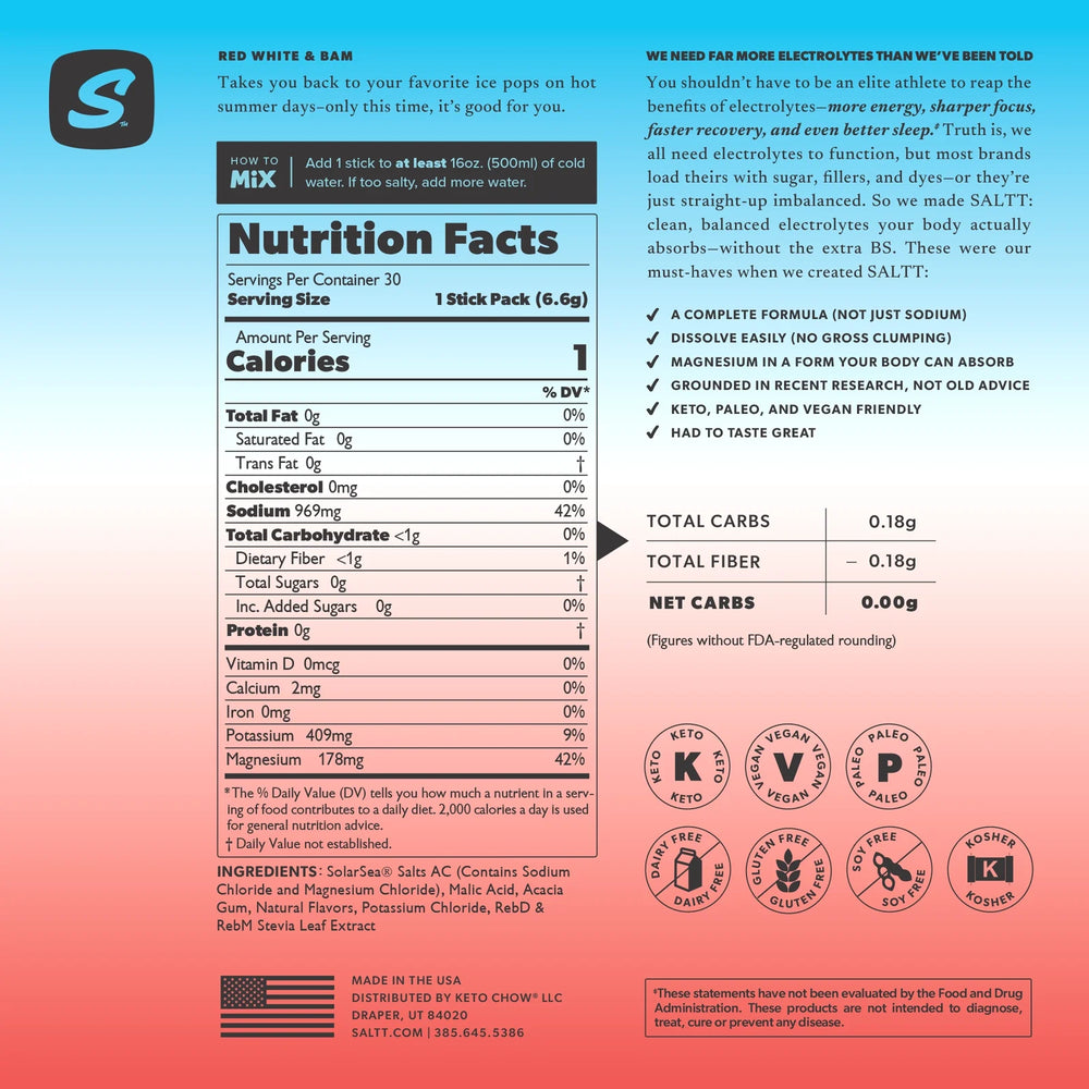 SALTT Red White & Bam Electrolyte Powder Drink Mix