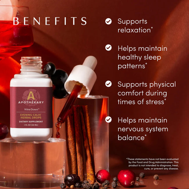Apothékary Wine Down Herbal Tincture for Relaxation & Evening Wellness Main Image