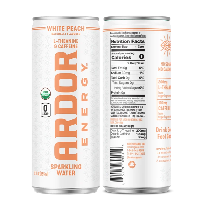 Ardor White Peach Sparkling Energy Water