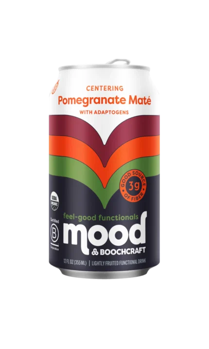 Mood Sparkling Pomegranate Maté Drink Functional Beverage with Prebiotics