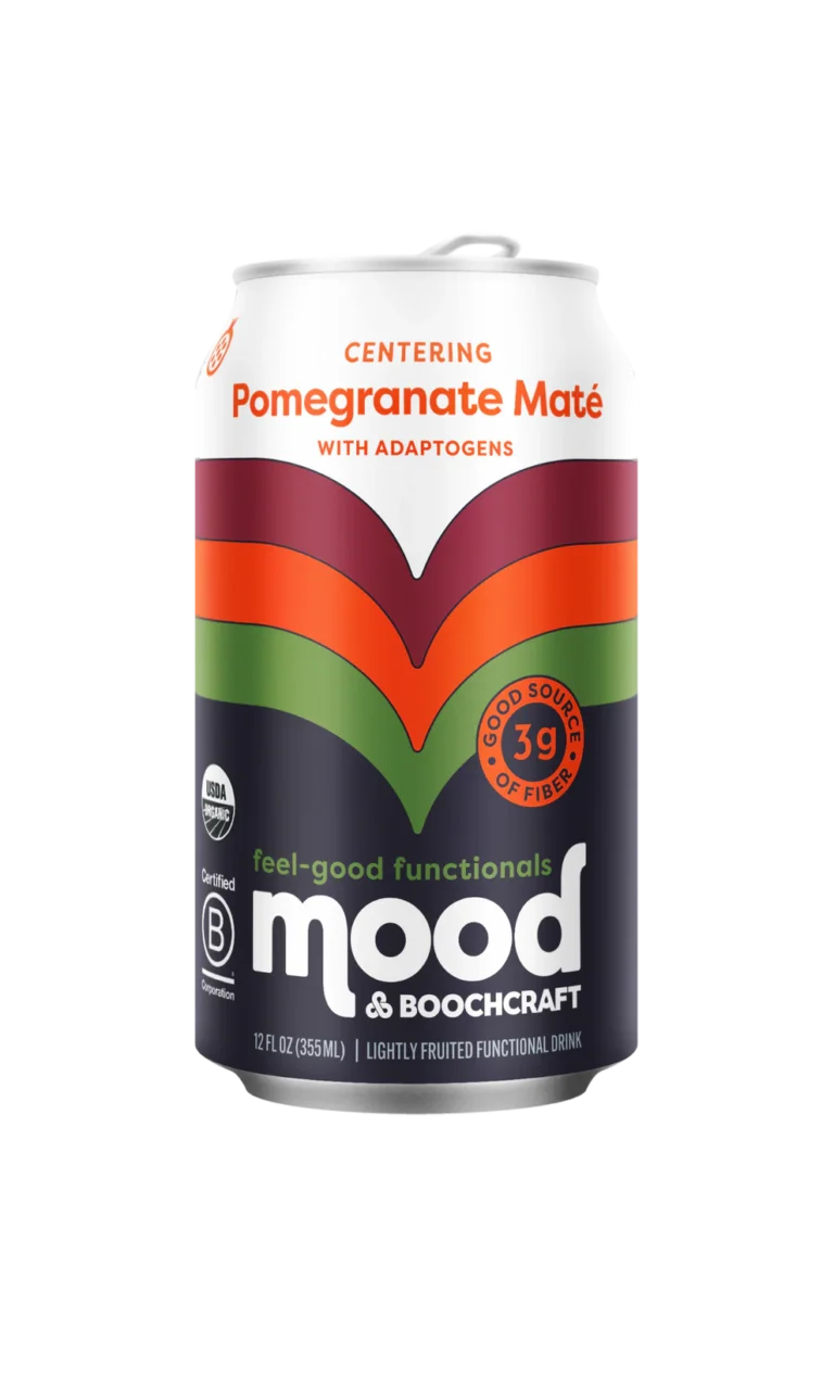 Mood Sparkling Pomegranate Maté Drink Functional Beverage with Prebiotics