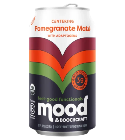 Mood Sparkling Pomegranate Maté Drink Functional Beverage with Prebiotics