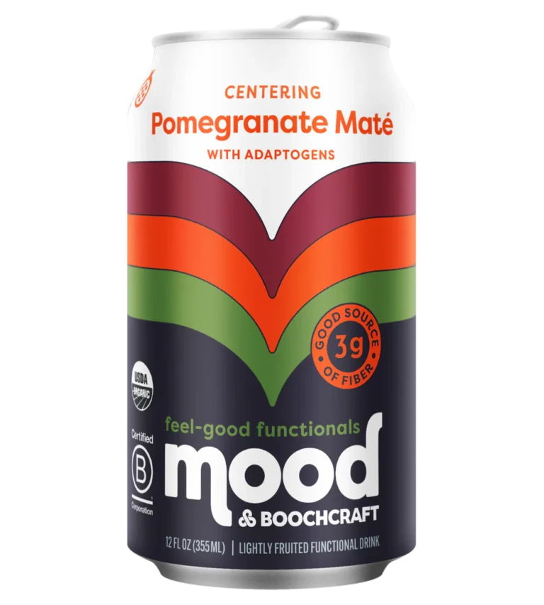 Mood Sparkling Pomegranate Maté Drink Functional Beverage with Prebiotics